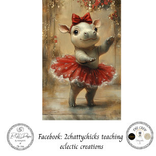 Papel De Seda Decoupage Hipopótamo Bailarina Navideño Caprichoso