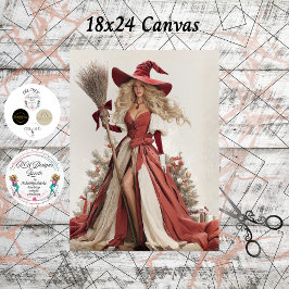 Papel De Seda Decoupage Holiday Beautiful Witch 18x24 Canvas