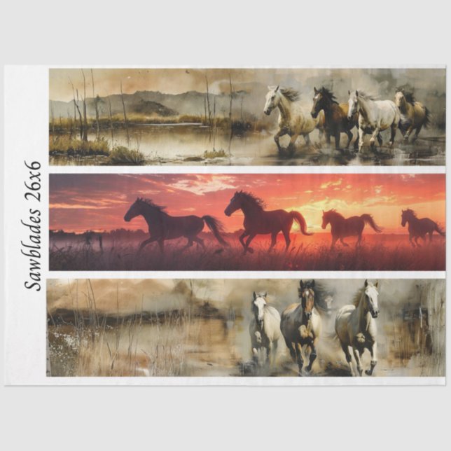 Papel De Seda Decoupage Horses Handsaw & Sign Designs  (Anverso)