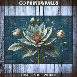 Papel De Seda Decoupage - Huella azul de una flor-