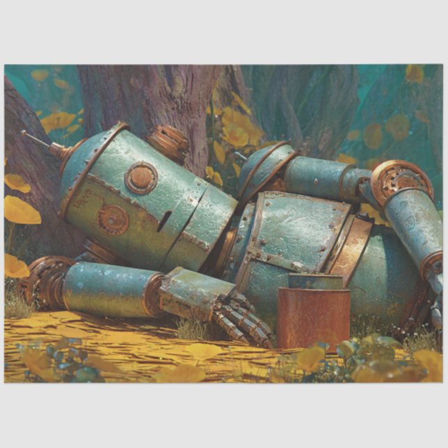 Papel De Seda Decoupage Humanoid Robotic Steampunk (Anverso)