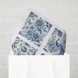 Papel De Seda Decoupage individual inspirado en Chinoiserie Azul