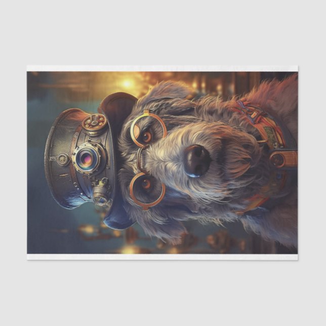 Papel De Seda Decoupage Irish Wolfhound Steampunk (Anverso)