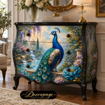 Decoupage Jardín de Agua Pavo Real Azul