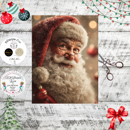 Papel De Seda Decoupage Jolly Santa Primer Plano Festivo Navidad