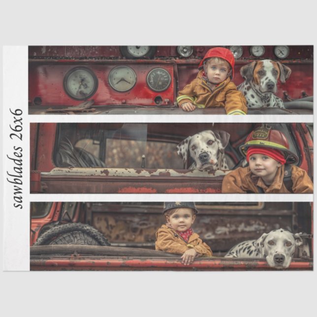 Papel De Seda Decoupage Kid Firehouse Heroes Firetruck Dalmation (Anverso)