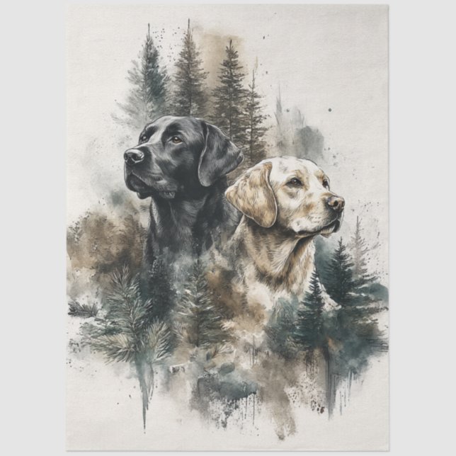 Papel De Seda Decoupage Labrador Retrievers Black Gold  (Anverso)