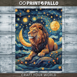 Papel De Seda Decoupage - León en un mundo de Van Gogh -