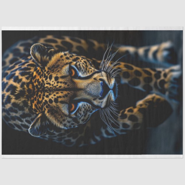 Papel De Seda Decoupage Leopardo exótico cierra el arte digital (Anverso)