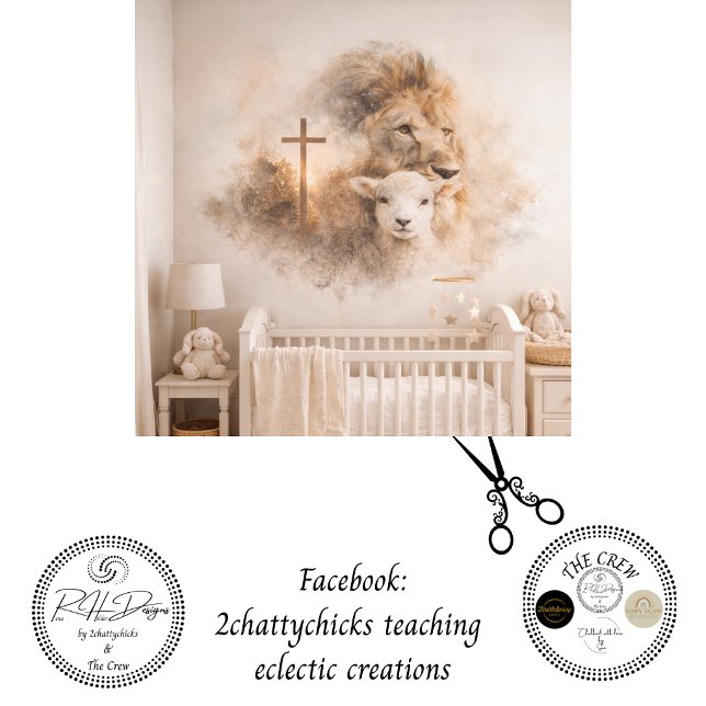 Papel De Seda Decoupage Lion Cross Lamb Double Exposure Art  (Subido por el creador)