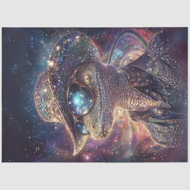 Papel De Seda Decoupage Lizard Cosmic Patterns Stardust (Anverso)
