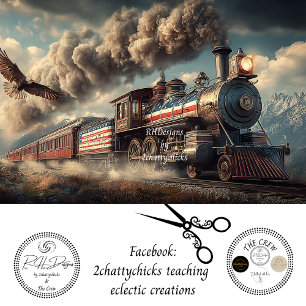 Papel De Seda Decoupage Locomotora Americana Con Bandera Y Águil