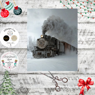 Papel De Seda Decoupage Locomotora de Vapor Vintage Paisaje Neva