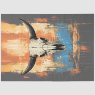 Papel De Seda Decoupage LongHorn Steer Poster Naranja, azul