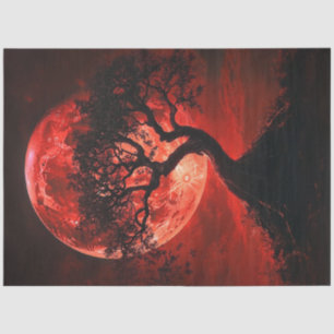 Papel De Seda Decoupage Luna Gótica Roja Negro Árbol Crimson Hue