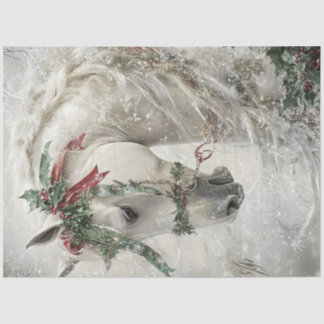 Papel De Seda Decoupage Magical White Horse Winter Wonderland