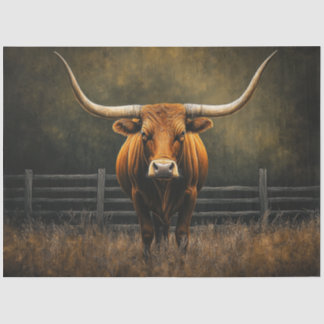 Papel De Seda Decoupage Majestic Brown Longhorn Stein in Field