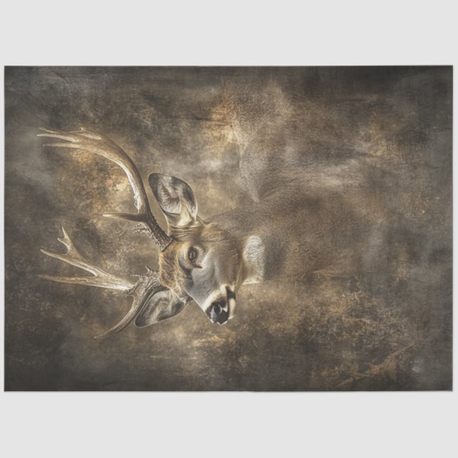 Papel De Seda Decoupage Majestic Deer 9 Point Earthy Background (Anverso)