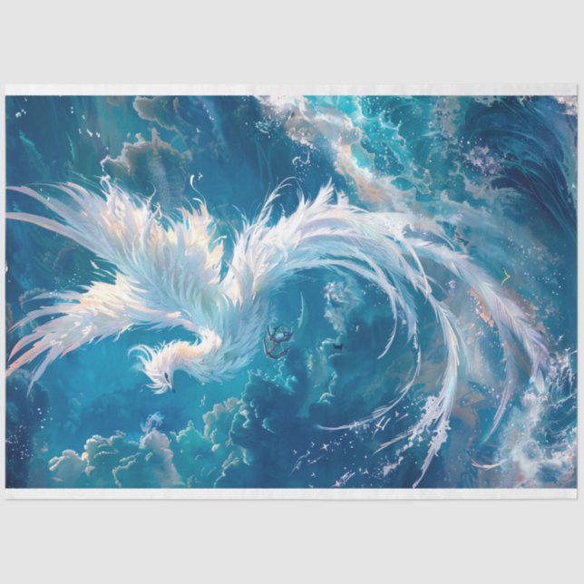 Papel De Seda Decoupage Majestic Eetral White Phoenix (Anverso)