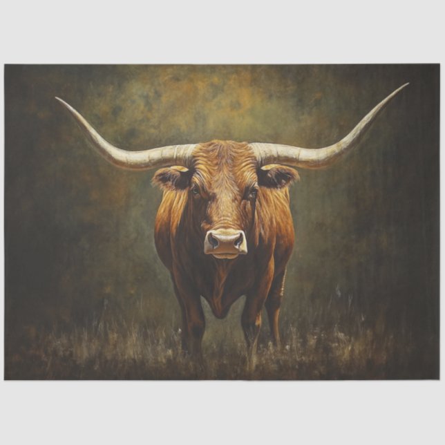 Papel De Seda Decoupage Majestic Longhorn Bull Reddish Brown (Anverso)