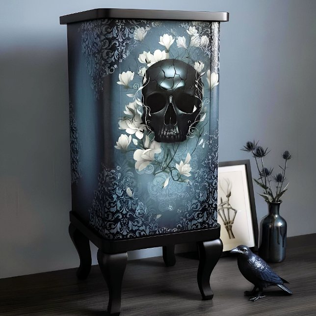 Papel De Seda Decoupage Midnight Skull with Magnolia (Subido por el creador)