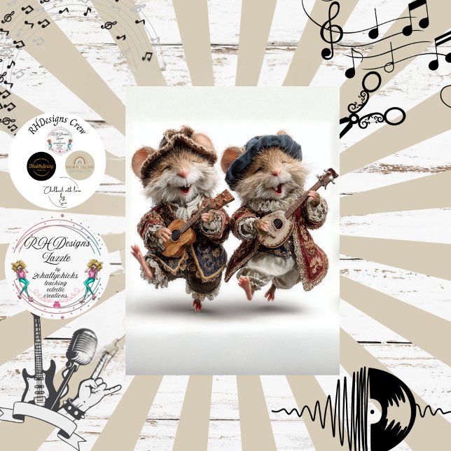 Papel De Seda Decoupage Minstrel Mice Fur Feather Funk Band (Subido por el creador)