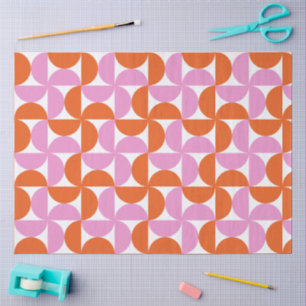 Papel De Seda Decoupage modernista de mediados de siglo naranja