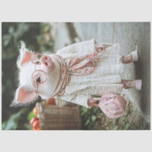 Papel De Seda Decoupage Mom Piglet Vestido Una Moneda De Acartón