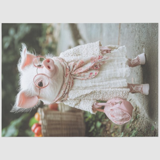 Papel De Seda Decoupage Mom Piglet Vestido Una Moneda De Acartón (Anverso)