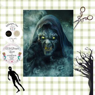 Papel De Seda Decoupage Monstruo de Halloween Ojos Brillantes