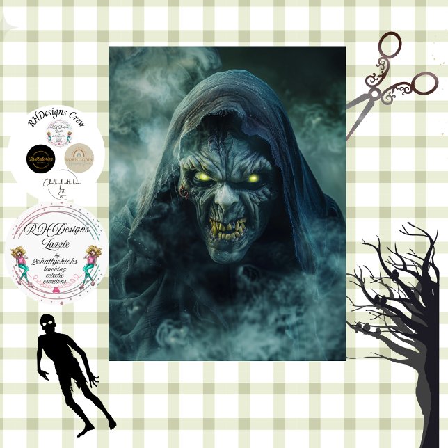 Papel De Seda Decoupage Monstruo de Halloween Ojos Brillantes (Subido por el creador)