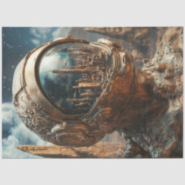 Papel De Seda Decoupage Moon Scene Astronaut City Reflection