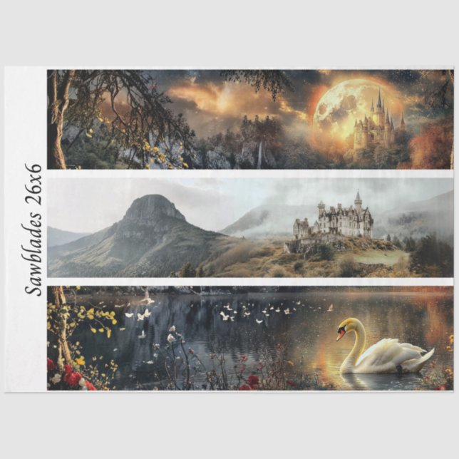 Papel De Seda Decoupage Moonlit Castles Signs & Handsaws (Anverso)