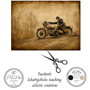 Papel De Seda Decoupage Moto Vintage Sepia Sturgis Rider