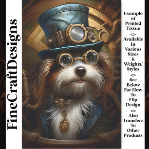 Papel De Seda Decoupage Mousseline Steampunk Perro Tinta Falsa 0