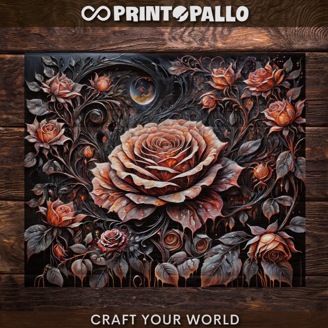 Papel De Seda Decoupage - Muchas rosas sobre negro -  (Subido por el creador)