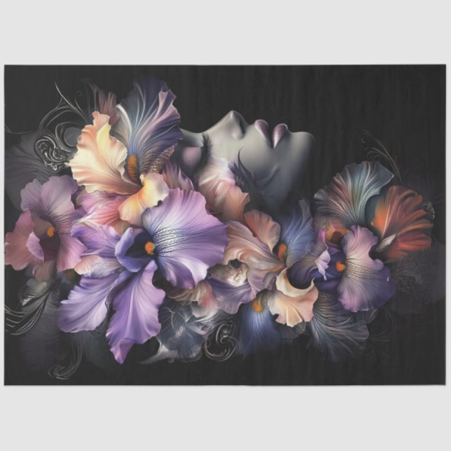 Papel De Seda Decoupage Mujer Obsesión Floral Delicados Petales (Anverso)