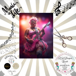 Papel De Seda Decoupage Music Punk Rocker Pink