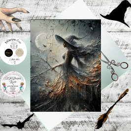 Papel De Seda Decoupage Mystical Fantasy Woman Crescent Moon