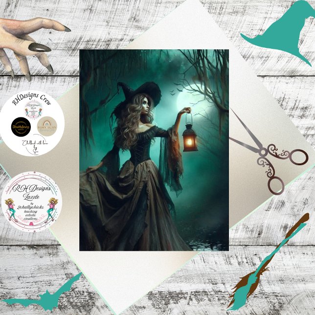 Papel De Seda Decoupage Mystical Forest Witch Lantern (Subido por el creador)