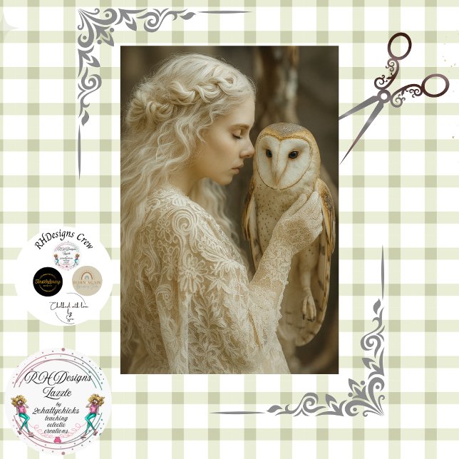 Papel De Seda Decoupage Mystical Woman In Ivory With Owl  (Subido por el creador)