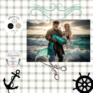 Papel De Seda Decoupage Mythical Sailor Rescue Mermaid at Sea 