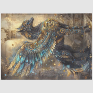 Papel De Seda Decoupage Mython Griffon Wolf-Bird Gold Inlay