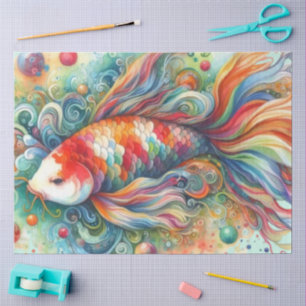 Papel De Seda Decoupage Naranja de color de agua de los peces Ko
