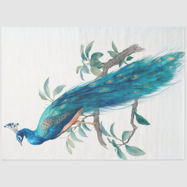 Papel De Seda Decoupage Natures Crown Botanical Peacock  (Anverso)