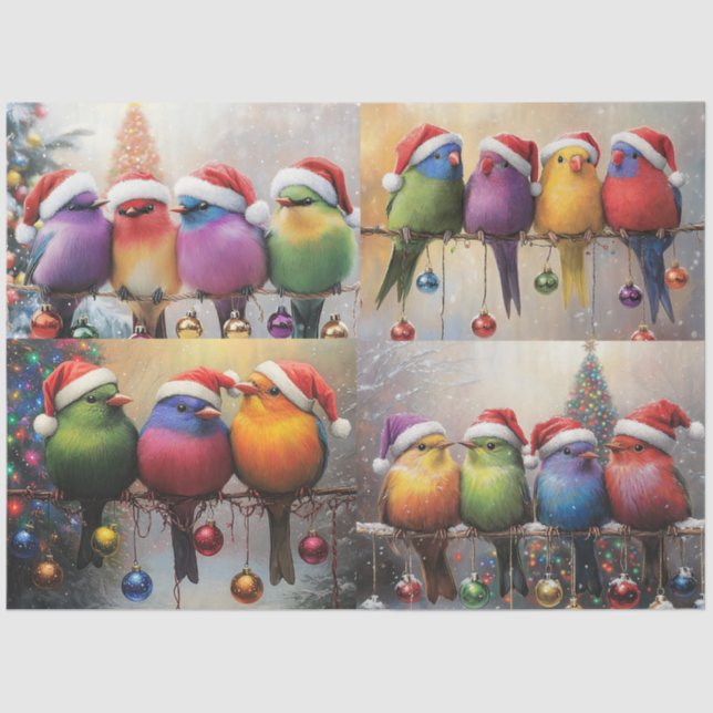 Papel De Seda Decoupage Navidades caprichosos Aves Scrapbooking (Anverso)