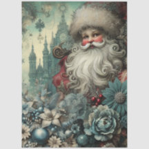 Decoupage Navideño Floral Vintage Inspirado Santa