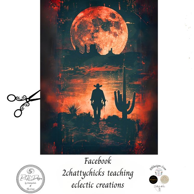 Papel De Seda Decoupage Negrita Escena Occidental Naranja Moon (Subido por el creador)