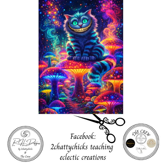 Papel De Seda Decoupage Neon Psycho Cat Glowing Mushroom  (Subido por el creador)