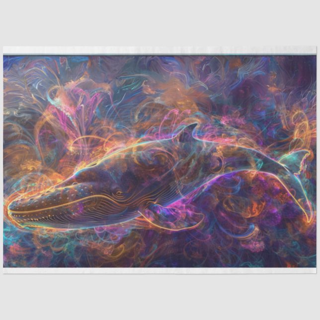 Papel De Seda Decoupage Neon Whale Art (Anverso)